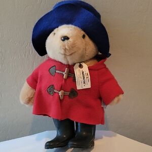 Charming Bear Plush Toy with Red Coat and Blue Hat